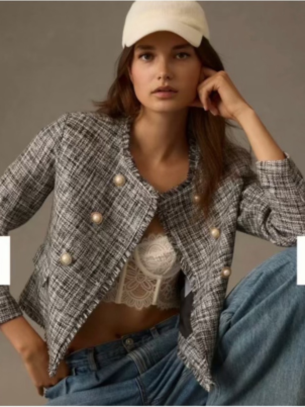 Anthropologie double breasted tweed jacket